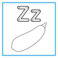 Alphabet tracing with trace zucchini fruit vector