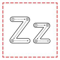 alphabet tracing Letters Z Set illustration vector