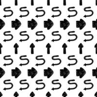 Seamless pattern with black hand drawn arrows vector