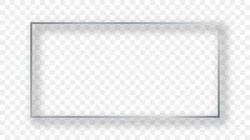 Silver glowing rectangular shape frame with shadow vector