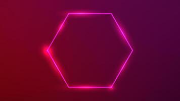 Neon hexagon frame with shining effects vector