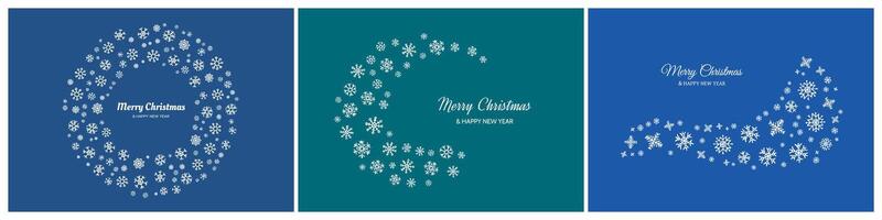 Set of Merry Christmas backgrounds with snowflakes vector