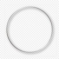 Silver glowing circle frame with shadow vector