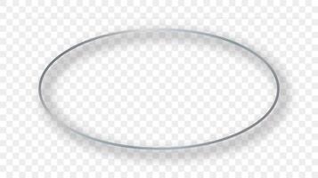 Silver glowing oval shape frame with shadow vector