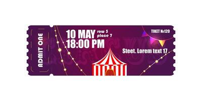 ticket to the circus on a purple background vector