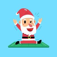 Cartoon character happy Santa Claus exercising on yoga mat vector
