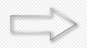 Silver glowing arrow shape frame with shadow vector