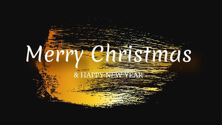 Merry Christmas and Happy New Year incription on gold smear