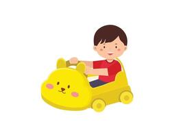 Child Playing with Yellow Toy Car Illustration vector