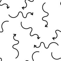 Curly black arrows seamless pattern on white background vector