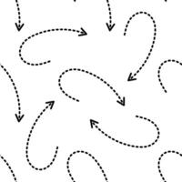 Seamless pattern with black dashed curved arrows on white background vector