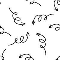 White background seamless pattern with black curly arrows vector