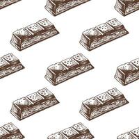 Seamless pattern of chocolate bar sketch on white background vector