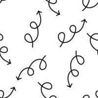 Black curly arrows seamless pattern on white background vector