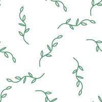 Seamless pattern with green leafy vines on white background vector