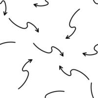 Seamless black arrows pattern with curls on white background vector