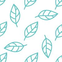 Seamless pattern with turquoise leaves on white background vector