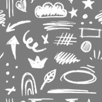 Hand-drawn pencil brush seamless pattern with crayon effect and chalk texture vector