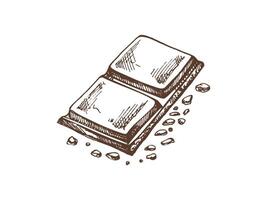 Chocolate squares with textured details in hand-drawn sketch style vector