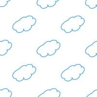 Seamless pattern with blue clouds on white background vector