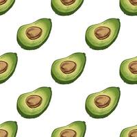 Seamless hand-drawn avocado pattern with vintage illustration for menus vector