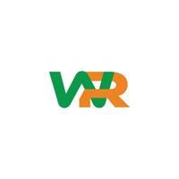 letters wr simple linked colorful overlapping logo vector