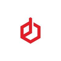 letter od hexagonal 3d flat simple geometric logo vector
