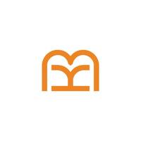 letters mk my simple geometric line logo vector