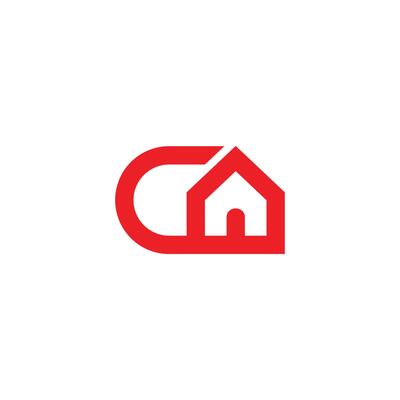 letters c simple red house geometric logo