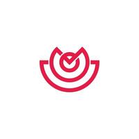letters m simple linked red rose round logo vector