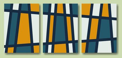 set of colorful abstract cubism posters. Painting with straight and regular line vector
