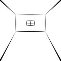 Drawing room with window in perspective, 3d room simple lines vector
