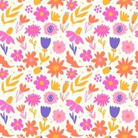 Floral seamless pattern with abstract bright colours, berries, leaves on a light background vector