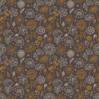 Seamless floral outline pattern on a dark background vector