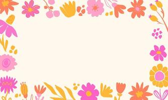 Floral frame template with abstract bright colours, berries, leaves vector