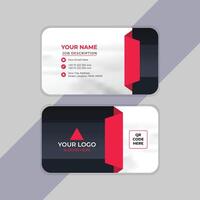 Red and black with white shape modern business card design vector