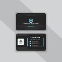 Black business card with cyan color gradient, free business card templae vector