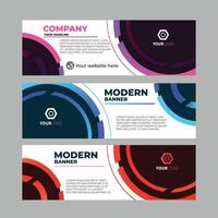 Red, blue, and rose color modern web banner.A set of banner templates designed for the web and various headlines are available in three different designs. vector