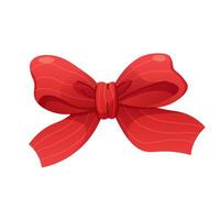 Drawn red bow on white background. Festive ribbon isolated. element vector