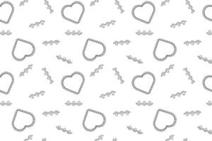 Seamless pattern of decorative lace hearts with wavy lines and dots, perfect for childrens coloring activities. vector