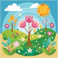 2d gradient paper style flowers vector