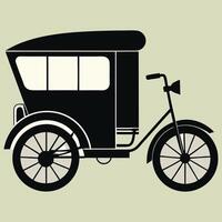 Rickshaw becak bandung west Tricycle vehicle Isolated on white background vector