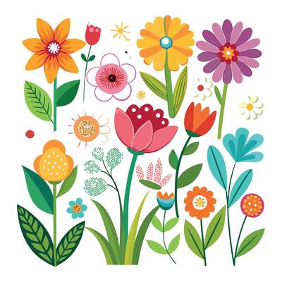 Watercolor Spring Floral Element