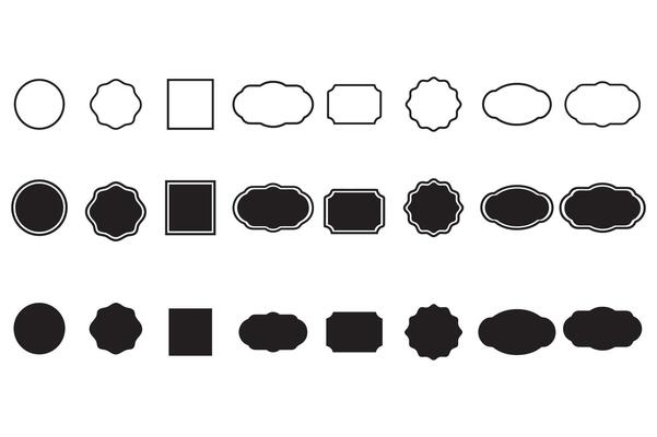A set of black and white oval shapes