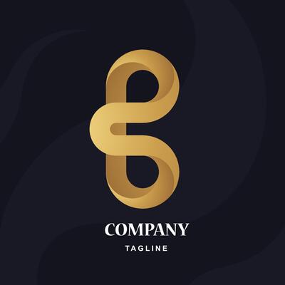 vectors letter B Logo with gold gradient