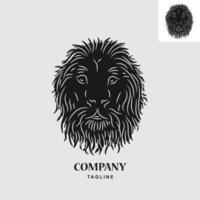 vectors lion head logo in striped style