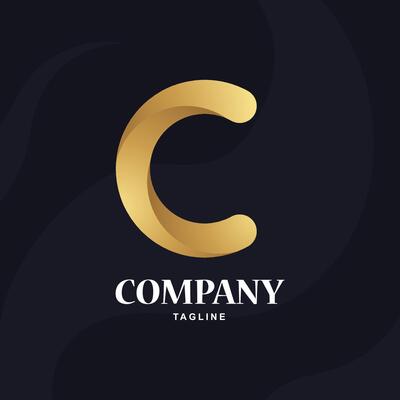 vectors letter C Logo with gold gradient