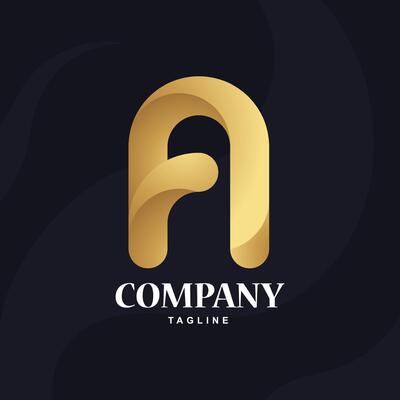 vectorS letter A Logo with gold gradient