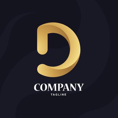 vectorS letter D Logo with gold gradient