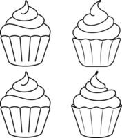 A Cupcake With A cherry On Top And Frosting On The Top. vector